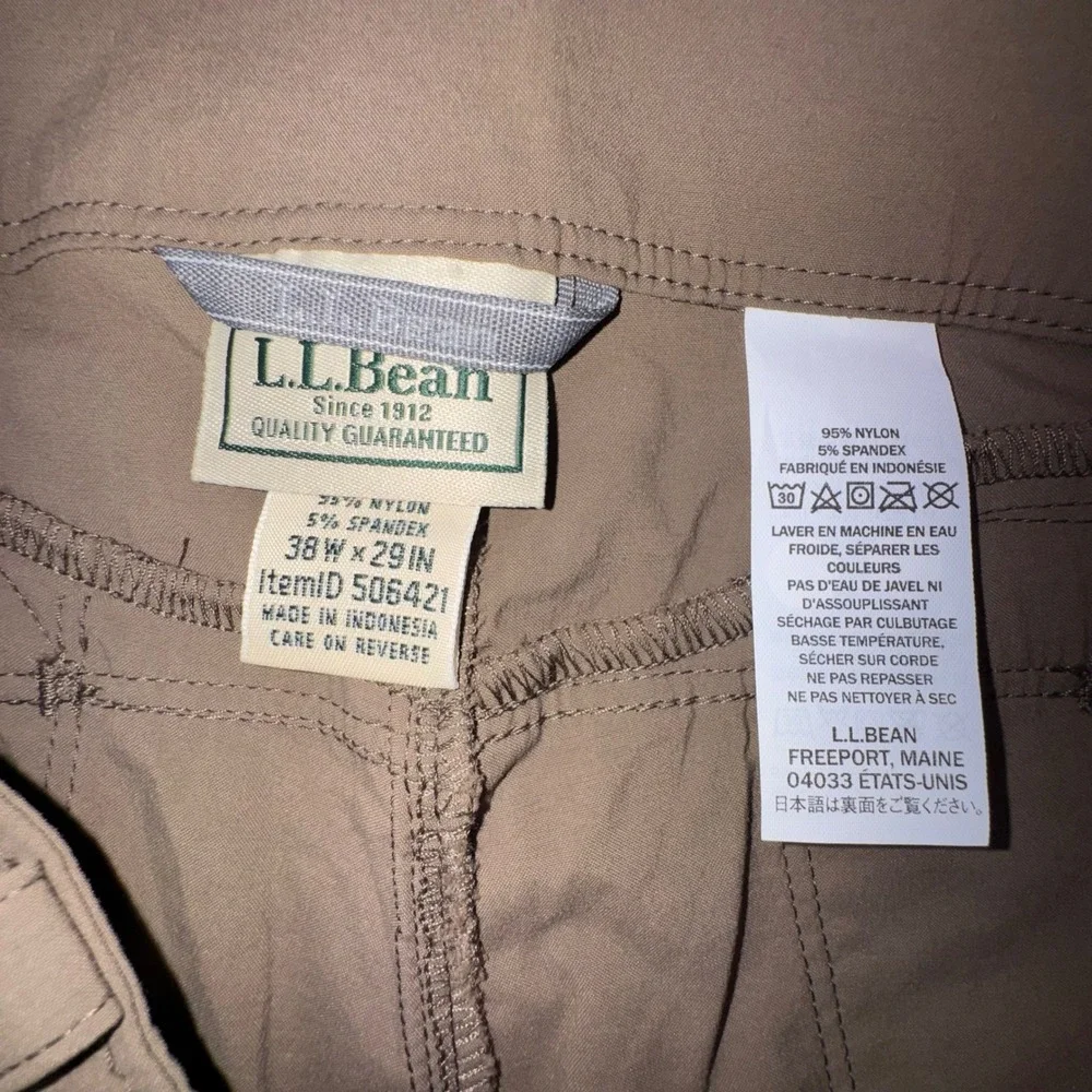L.L.Bean Cresta Hiking Pants Mens‎ 38x29 Stretch Dark Cinder Tan Utility UPF 50+